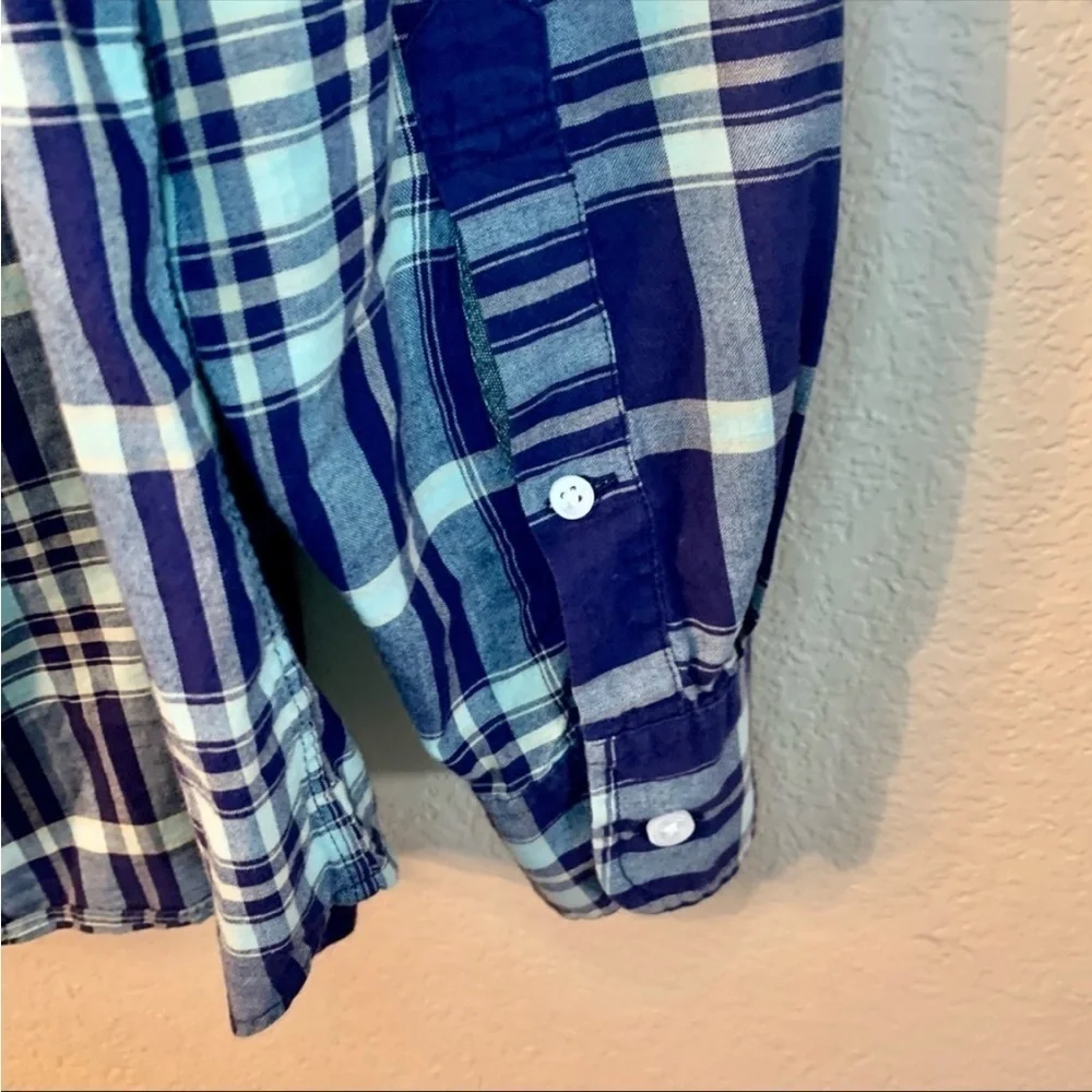 J. Crew Men Shirt Small Casual Dress Button-Up Shirt Blue Gray Plaid Long Slvs